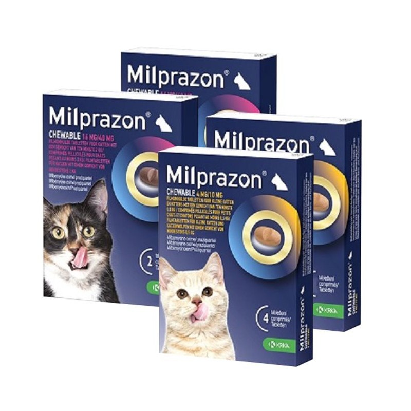 Milprazon worm kauwtabletten kittens en kleine katten 4 tabletten