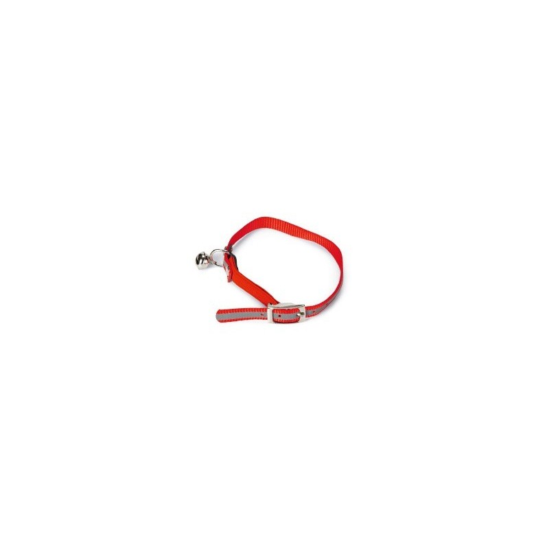 BZ Kattenhalsband reflecterend nylon rood 24,5-29,5X1cm