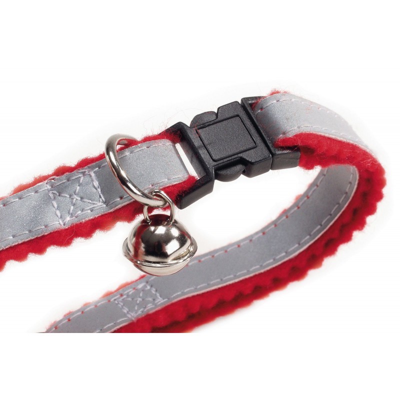 BZ Kattenhalsband reflecterend nylon rood 24-29X1cm