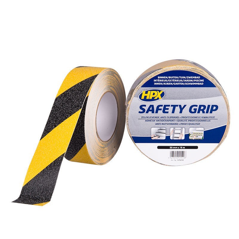 Anti-slip tape geel/zwart 50mm x 18m