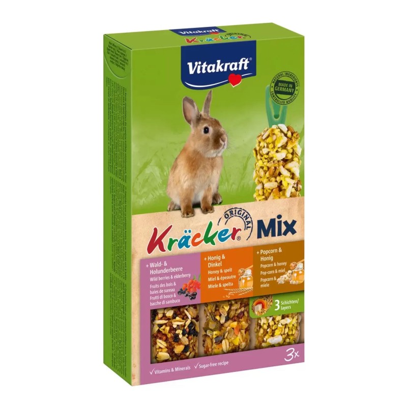 Kräcker Mix konijn bosbessen/honing/popcorn