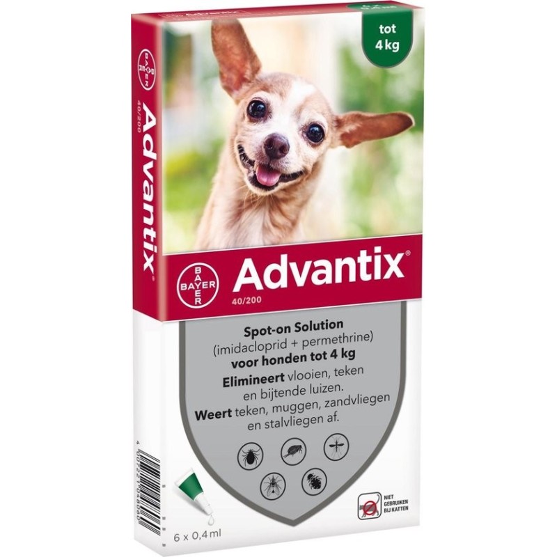 Advantix 40 hond tot 4kg 6 pipetten