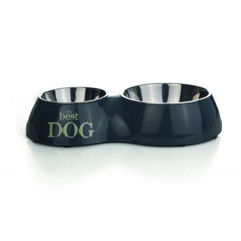 BZ hondenvoerbak melamine Best Dog grijs 31x17,5x6 cm