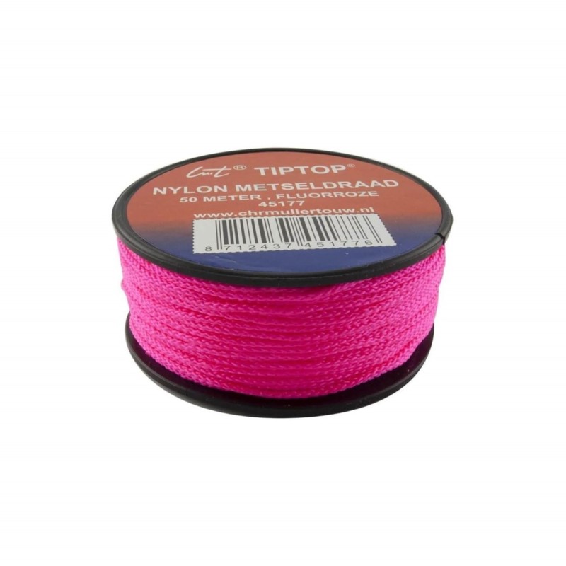 Metseldraad nylon 1mm Fel Roze 50m