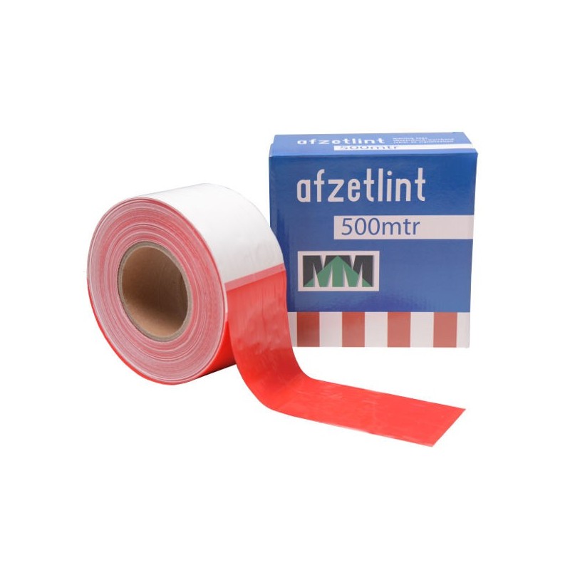 Afzetlint rood/wit 8cm 500m