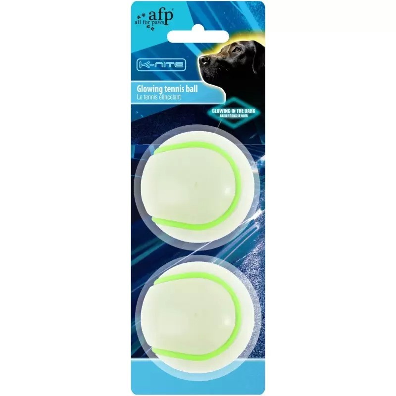 Hondenspeeltje knite-Glowing tennis ball 2 stuks