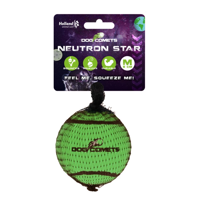 Hondenspeeltje Neutron Star Tennisbal met pieper M groen