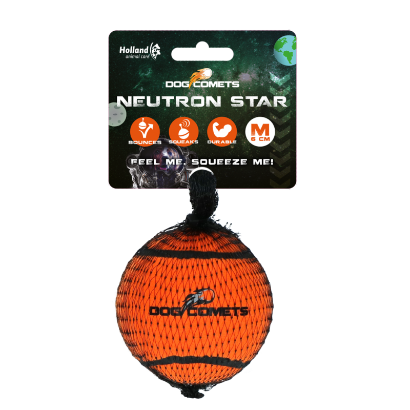 Hondenspeeltje Neutron Star Tennisbal met pieper M oranje