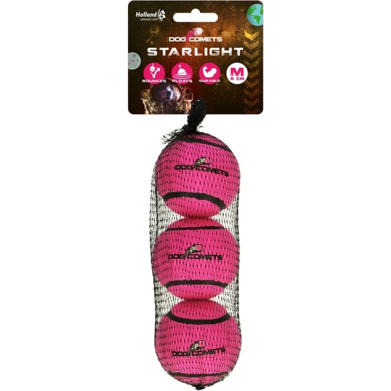 Hondenspeeltje Starlight Tennisbal M Roze 3 stuks