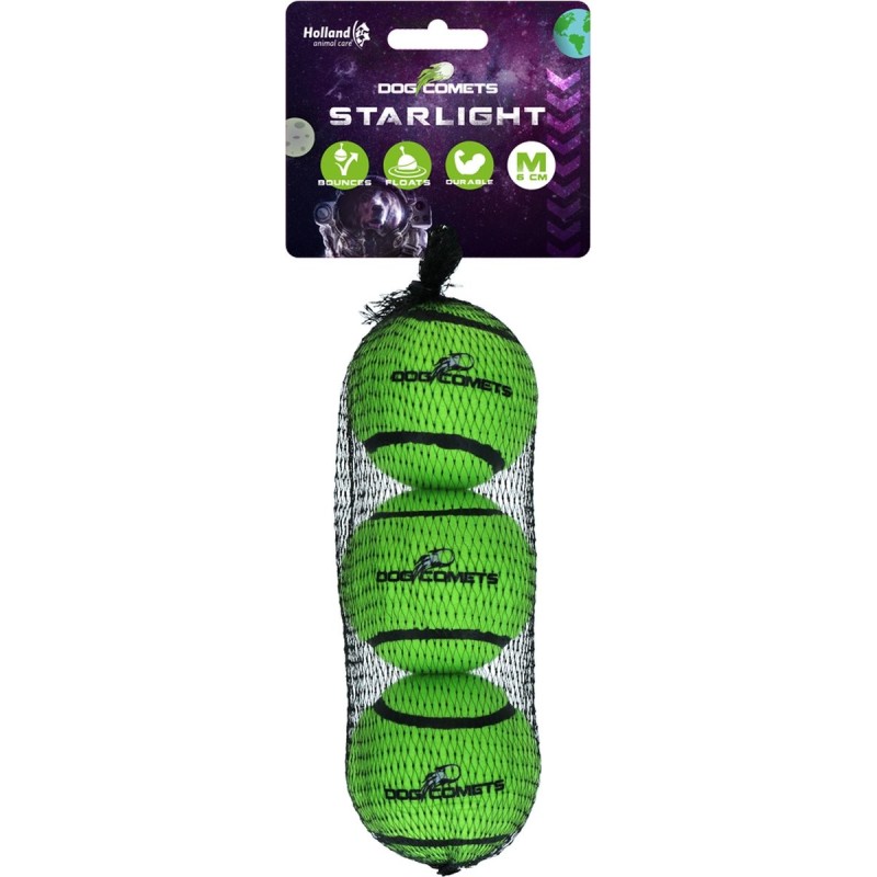 Hondenspeeltje Starlight Tennisbal M groen 3 stuks