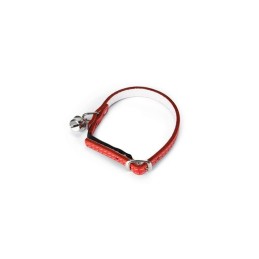 Kattenhalsband met bel leer rood 23,5-28 cm