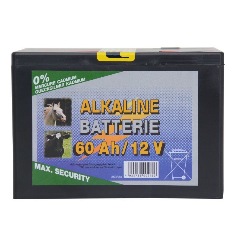 Alkaline droge schrikdraadbatterij 12 V, 60 Ah