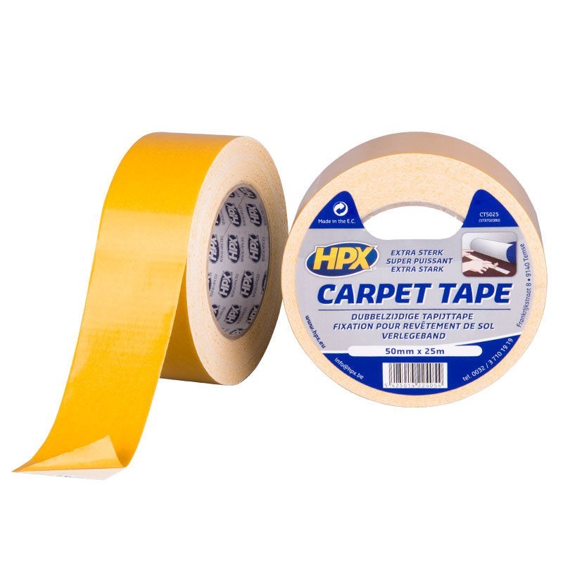 Dubbelzijdig tapijttape wit 50mm x 25m