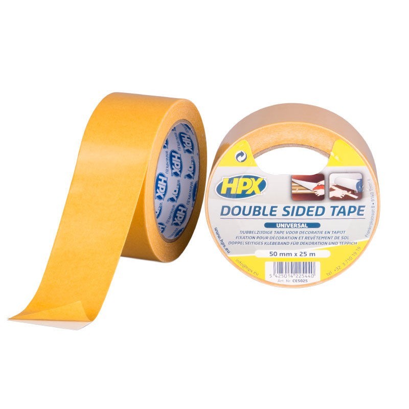 Dubbelzijdig universele tape wit 50mm x 25m