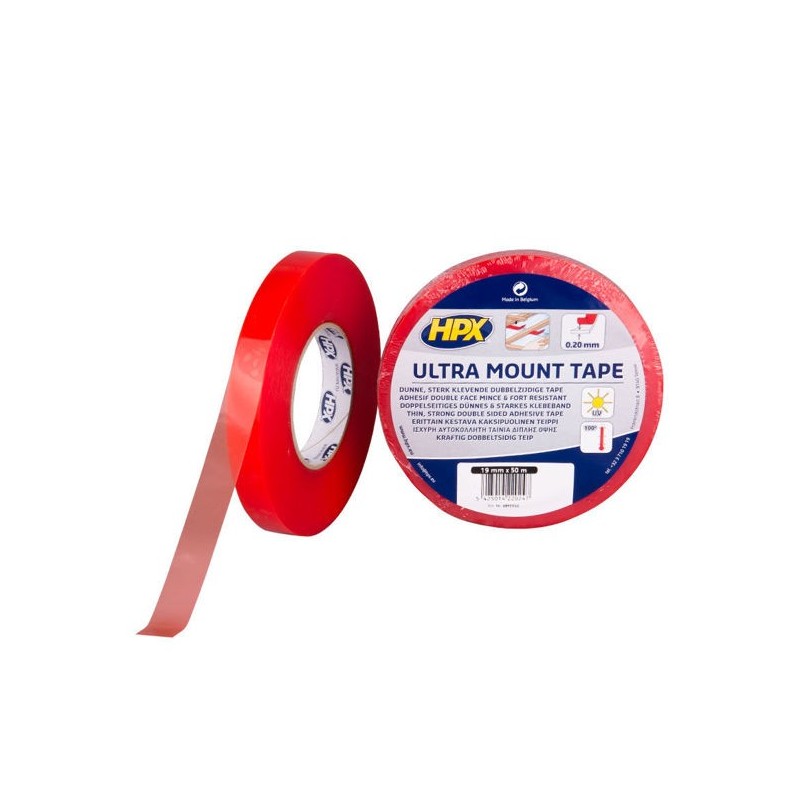 Dubbelzijdig tape Ultra Mount transparant 19mm x 50m