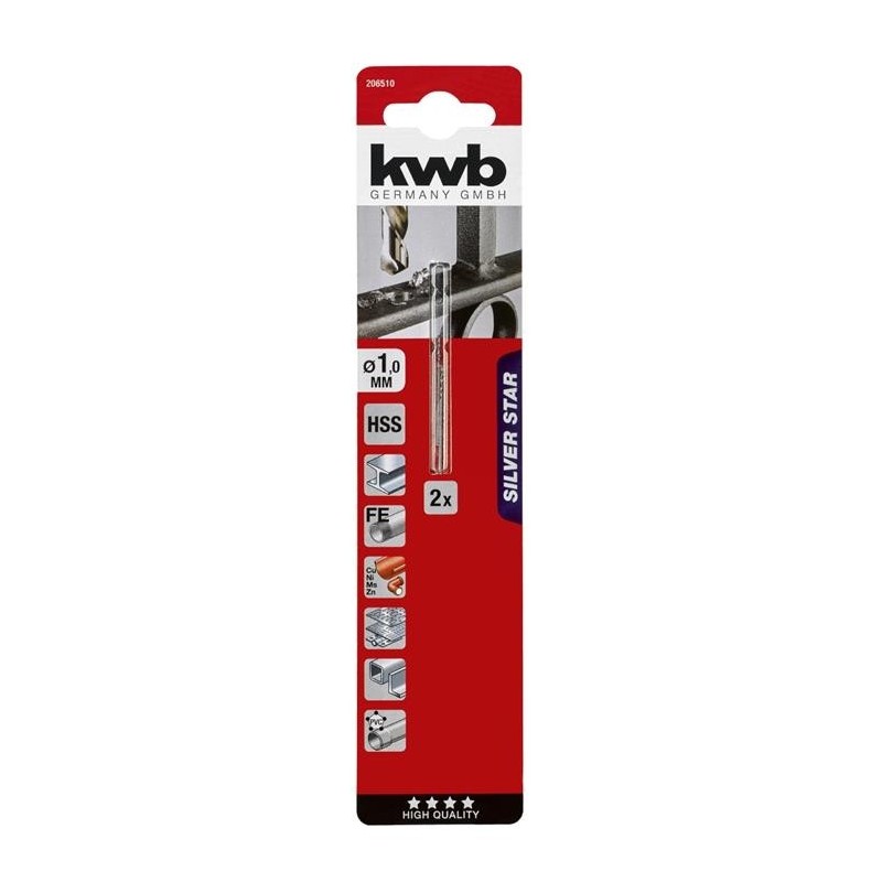 KWB HSS Spiraalboor Silver Star 1,0 mm 2 stuks