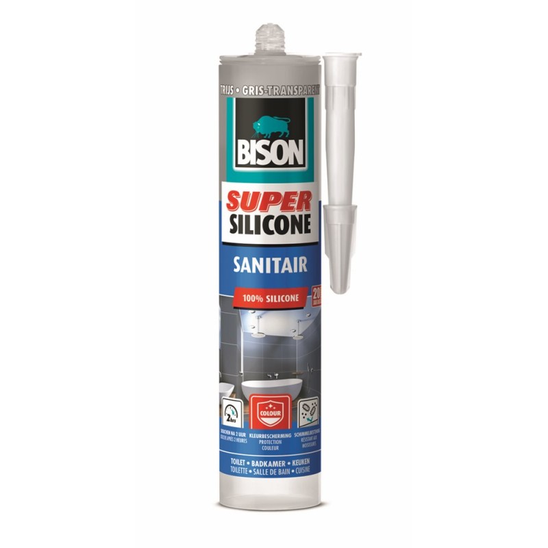 Siliconenkit super sanitair transparant grijs 300ml