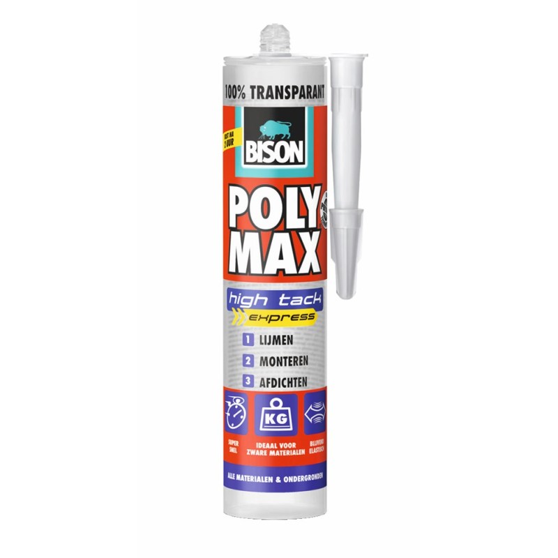 Montagelijm poly max high tack express transparant 300gr