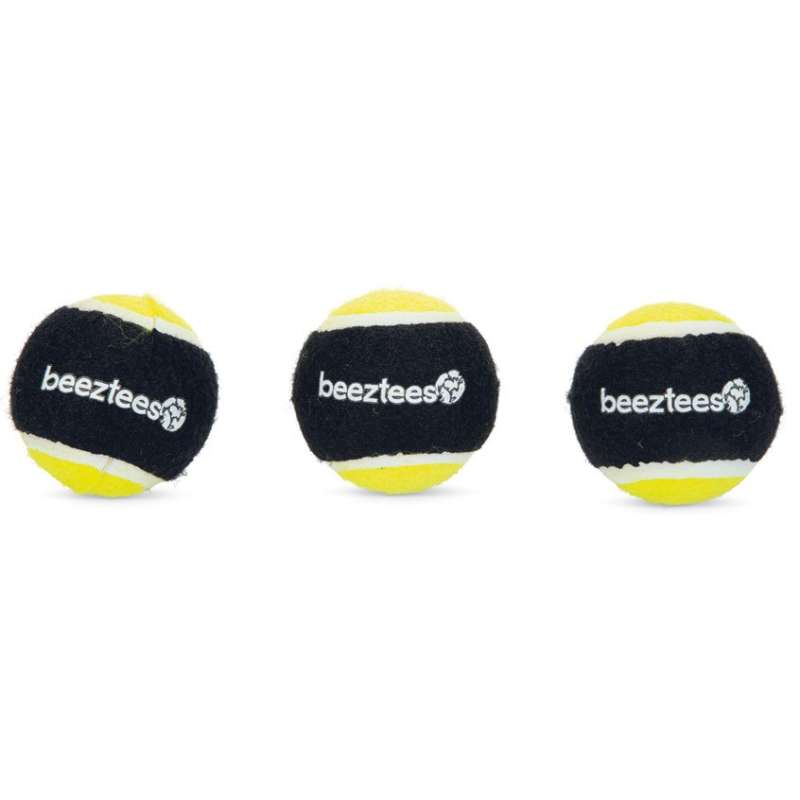 Hondenspeelgoed Fetch sponsbal zwart/geel 6,3 cm 3 stuks