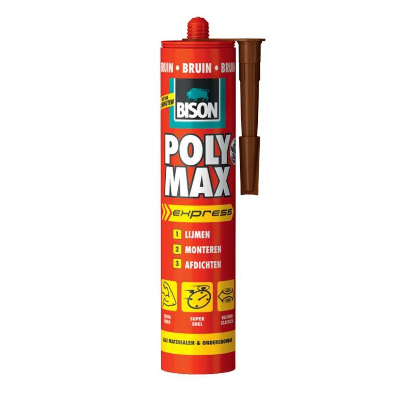 Bison poly max express montagelijm bruin 425gr