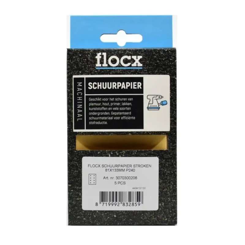 Flocx Schuurpapier Stroken 81 x 133 mm Korrel P80 5 stuks