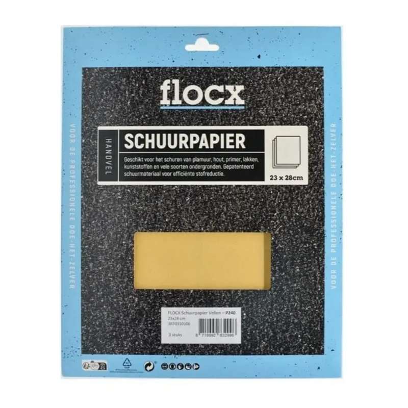 Flocx Schuurpapier Vellen 23 x 28 cm Korrel P80 3 stuks