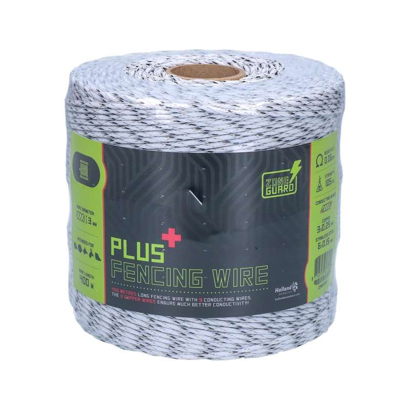 ZoneGuard Plus afrasteringsdraad 3 mm wit en zwart 400 m