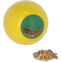 Snack/speelbal voor katten en kippen geel Ø7,5cm