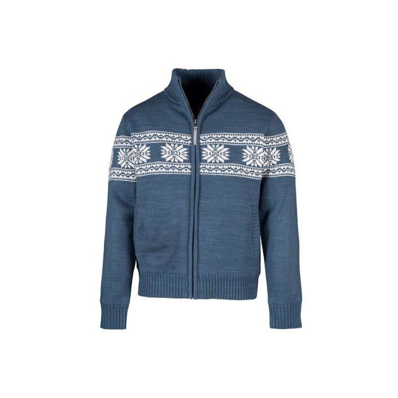 Noors gebreid wintervest Jarno blauw