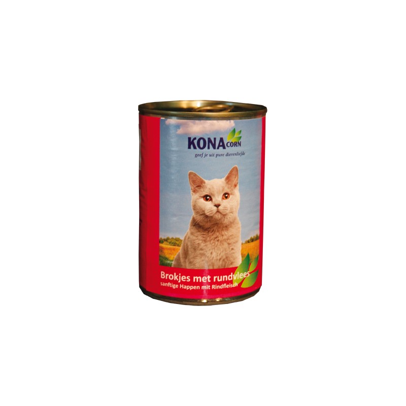 Konacorn blikvoer met rundvlees voor de kat 410 gr.