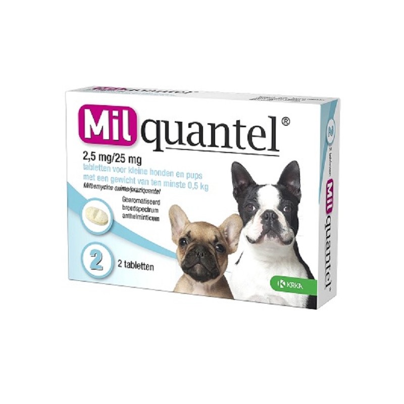 Milquantel wormtablet kleine hond / pup 2 stuks