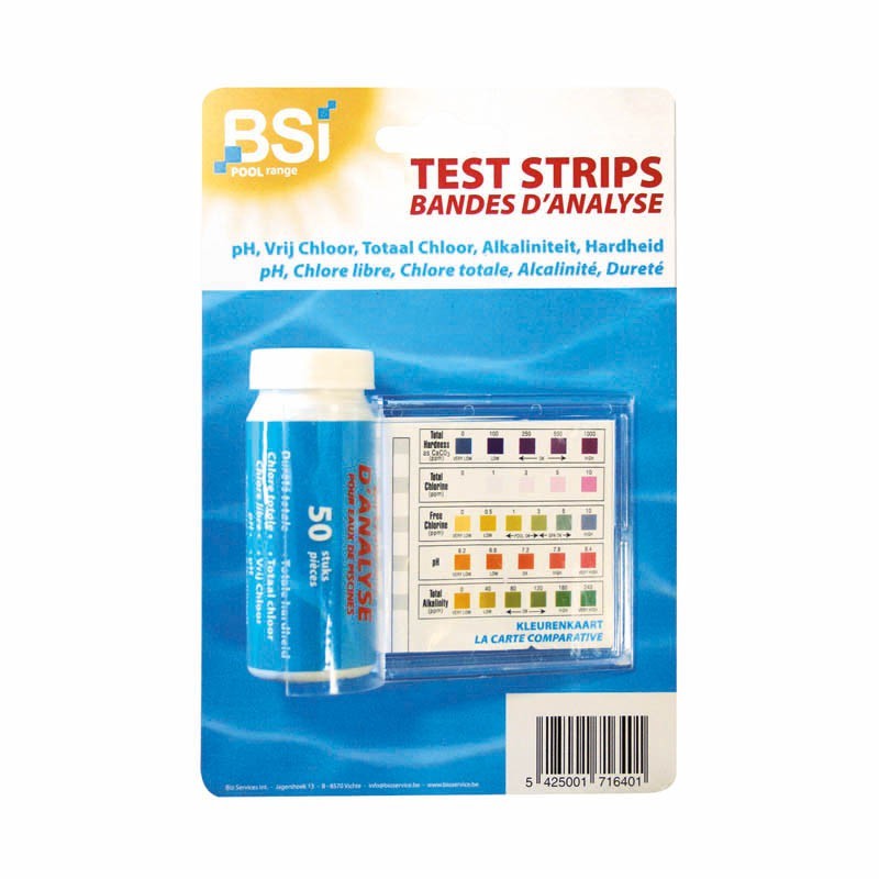 Test strips voor zwembadwater