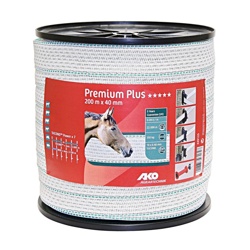 Premium Plus schriklint wit / groen 4cm 200m